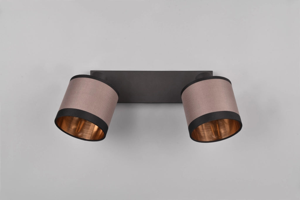 Plafoniera a barra nera RL DAVOS 2 faretti E14 10W