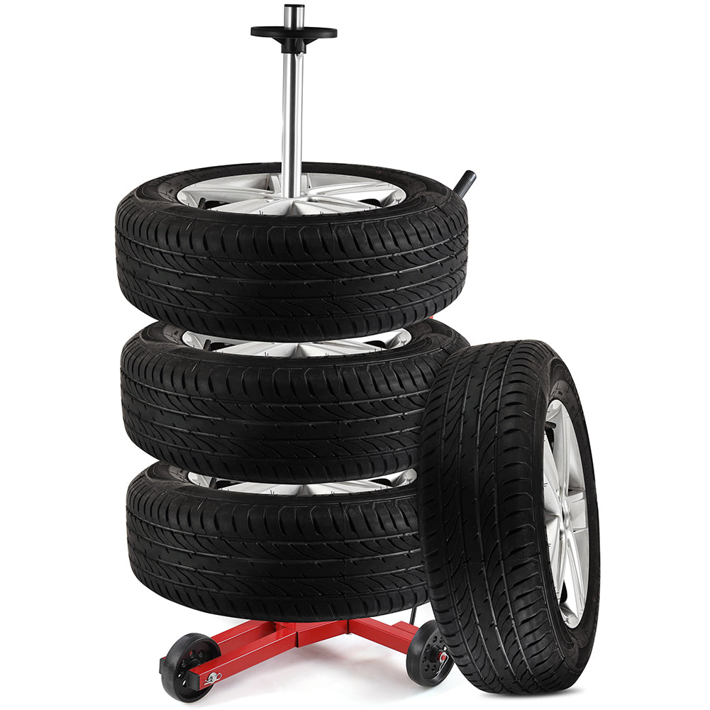 Albero Asta Porta Pneumatici in Ferro con Carrello Ruote Salvaspazio 4 Scomparti