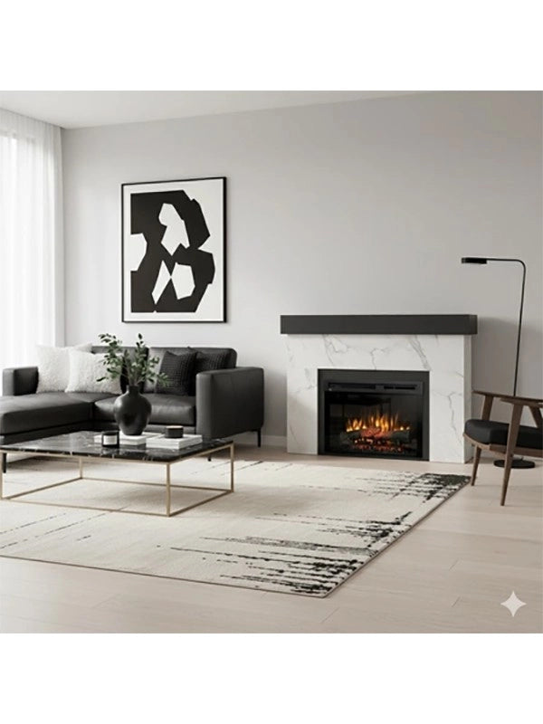 AVEN - Caminetto Elettrico da pavimento A Libera Installazione A LED 26" Marmo cristallo - Nero