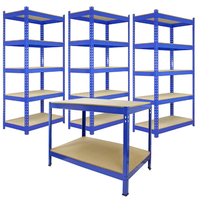 Scaffali da Garage Q-Rax ad Incastro Scaffalature da Officina Magazzino - Blu