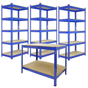 Scaffali da Garage Q-Rax ad Incastro Scaffalature da Officina Magazzino - Blu