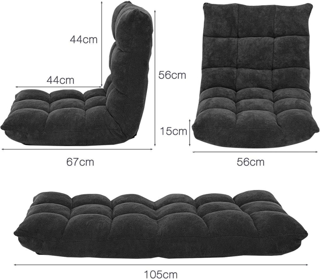 - Sedia Pieghevole da Pavimento con Schienale Regolabile in 14 Posizioni, Sedia Imbottita Portatile da Salotto,105 x 56 x 15 cm (marrone)