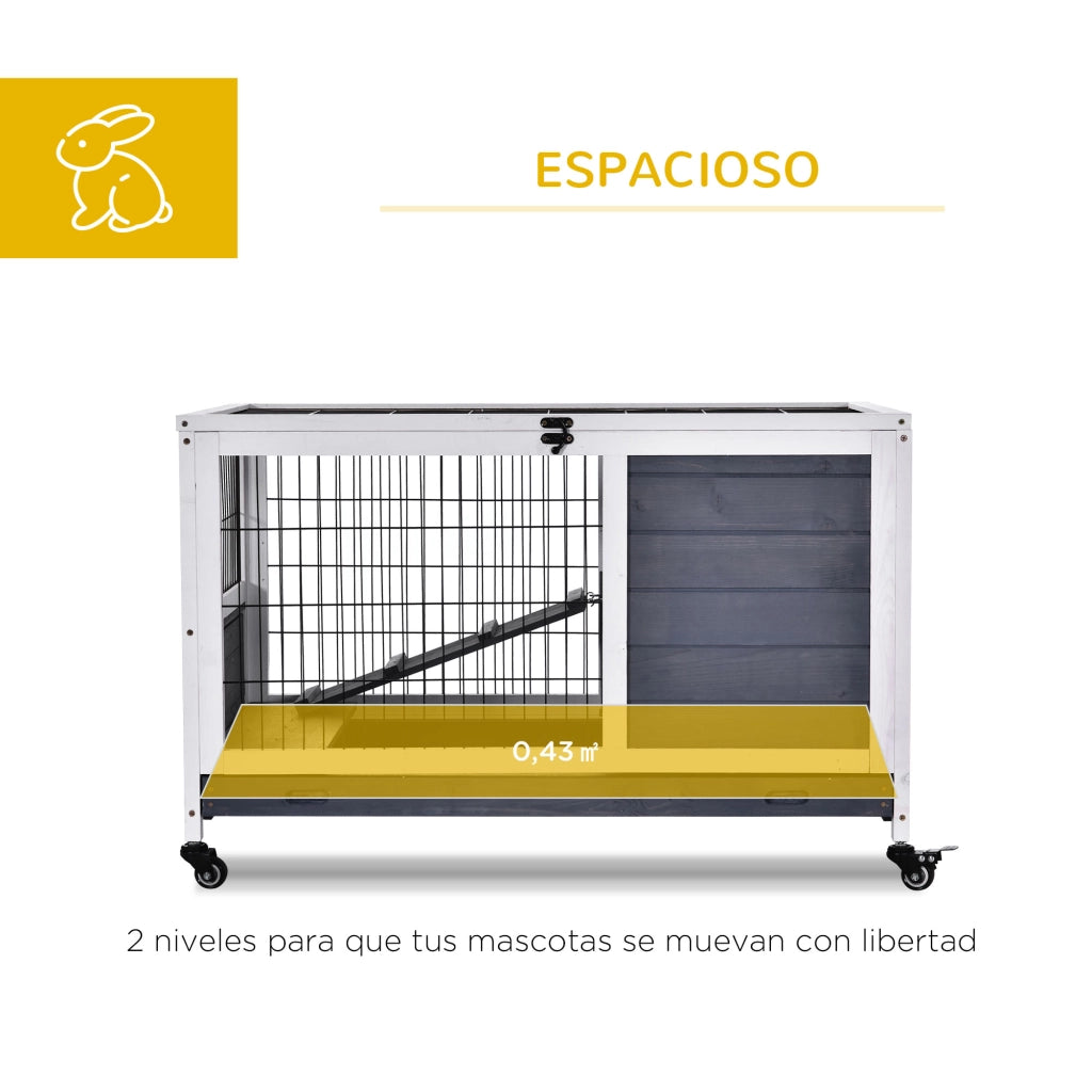 Gabbia per Conigli per Piccoli Animali Domestici ¨C Zephmum ¨C Grigio e Bianco 90x53x59 cm