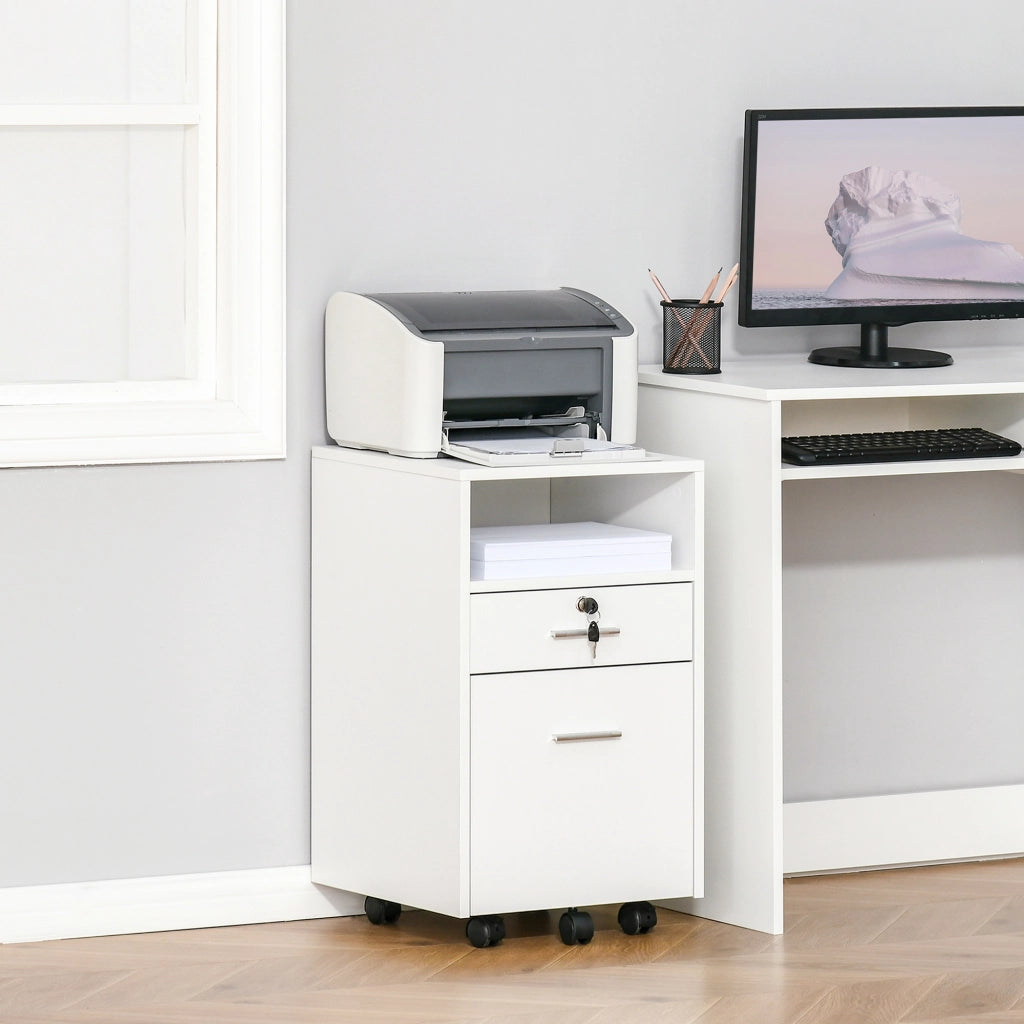 Scrivania con cassettiera ¨C zephmum ¨C 39x40x65 cm, bianco