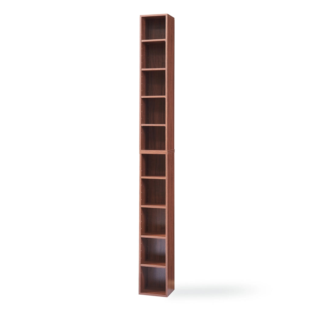 Scaffale a Colonna Tynset con 10 Scomparti per CD DVD 187x20x17 cm Effetto Noce [en.casa]
