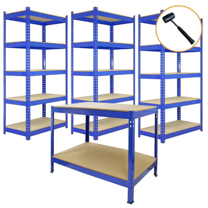 Scaffali da Garage Q-Rax ad Incastro Scaffalature da Officina Magazzino - Blu