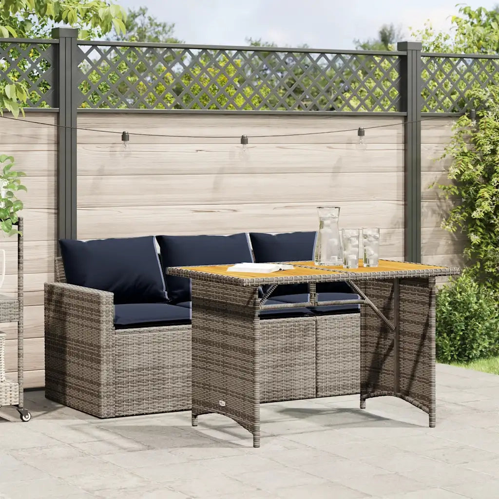 Set da Pranzo da Giardino 2 pz con Cuscini in Polyrattan Grigio 366339