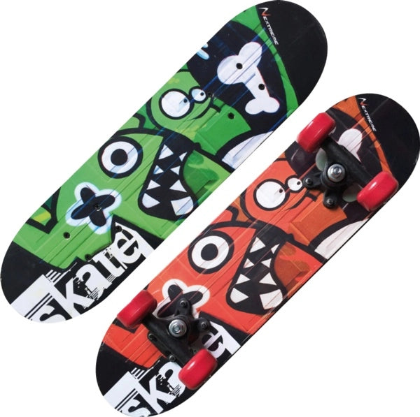 Skateboard Tribe Monsters 60x15 cm ? Tavola in Acero 9 Strati con Ruote in PVC
