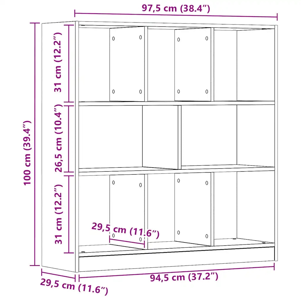 Libreria-Scaffale per Libri-Mobile di Stoccaggio Rovere Artigianale 97,5x29,5x100 cm Legno Multistrato