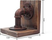 Sostegni in legno stile industriale, base a tubo Sostegni robusti per libri e film, 1 coppia (rosso bronzo)