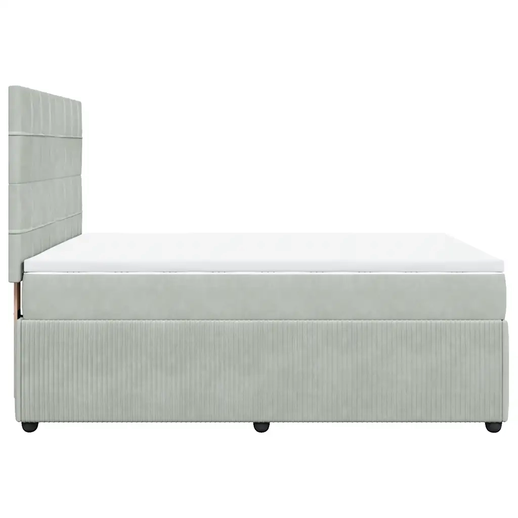 Giroletto a Molle con Materasso Grigio Chiaro 140x190cm Velluto