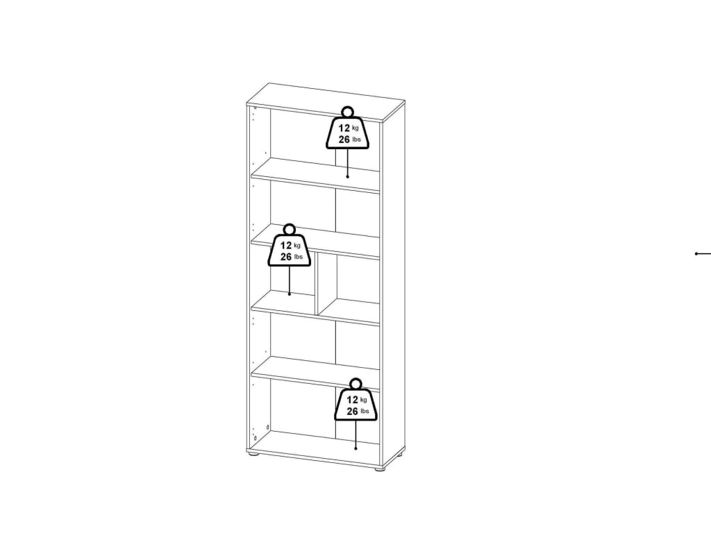 Libreria Penh, Scaffale da ufficio, Mobile portalibri, Biblioteca, 80x34 h205 cm, Rovere
