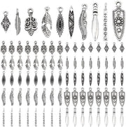 Accessori per abbellire 140 pezzi - Campanelli in argento antico - Hanger vintage - Creare gioielli - Pennello/Spilla - 10 stili