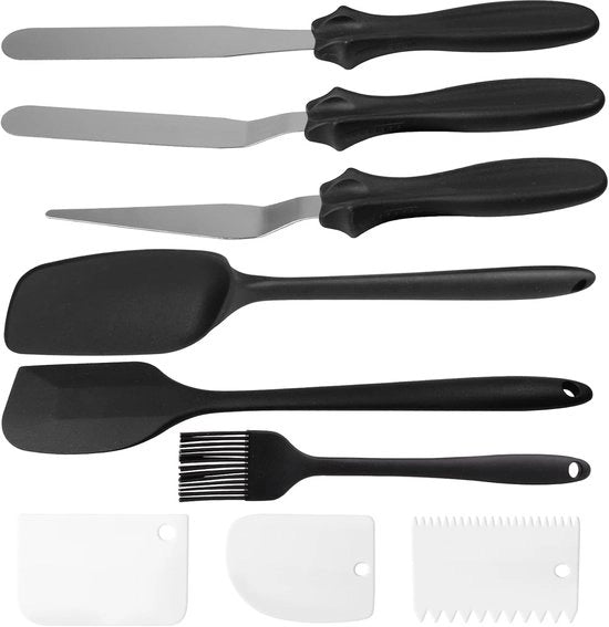 Set di spazzole per impasto in silicone - accessori da cucina - 3 pezzi - termoresistente - bianco