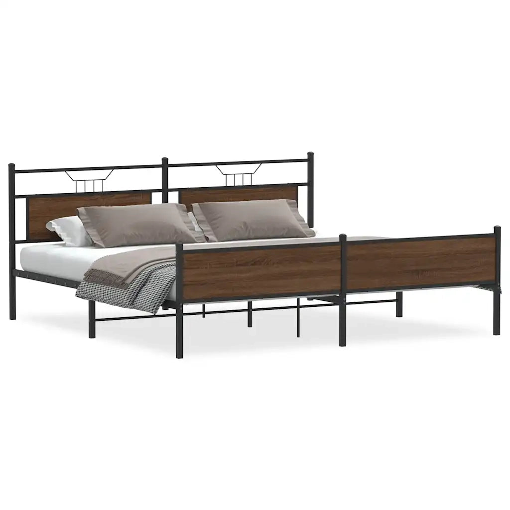 Giroletto senza Materaso in Metallo Rovere Marrone 193x203 cm
