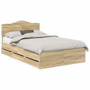 Letto matrimoniale | Letto per adulti | Struttura del letto con cassetto Rovere Sonoma 120 x 200 cm