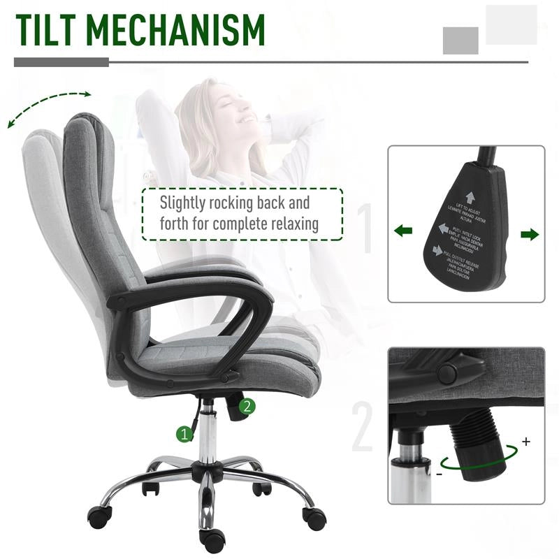 POLTRONA DA UFFICIO ERGONOMICA CON ALTEZZA E INCLINAZIONE REGOLABILE GRIGIO