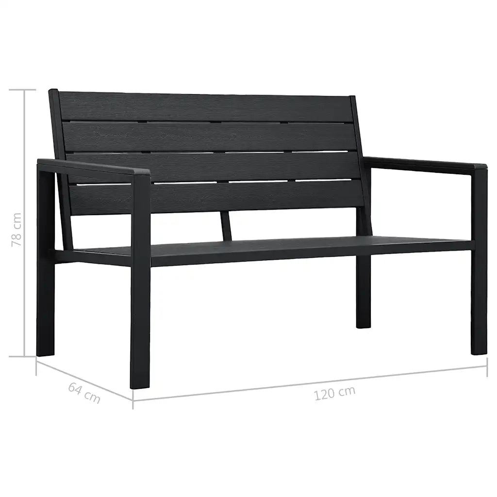 Panchina da Giardino | Panca da Giardino 120 cm in HDPE Nera Aspetto Legno
