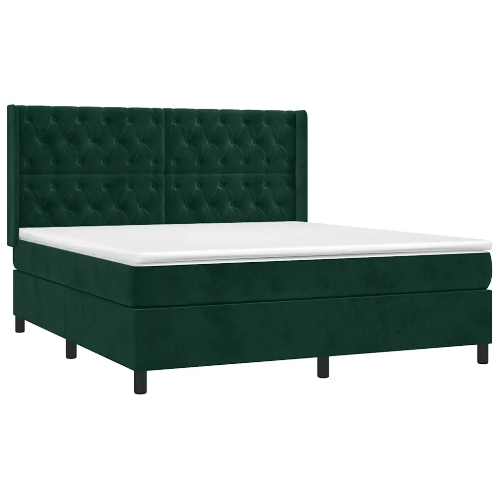 Giroletto a Molle con Materasso Verde Scuro 160x200 cm Vellutocod mxl 122682