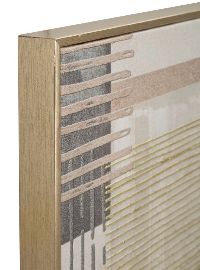 Stampa Dipinta su Tela Lignes con Cornice 60x3x60 cm in Pino e Tela e Plastica