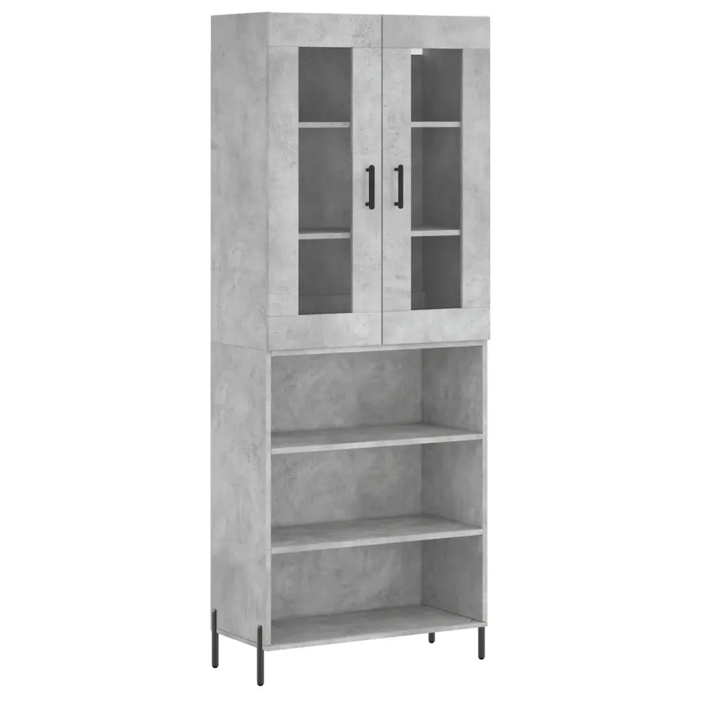 Credenza-Buffet-Armadio da cucina Grigio Cemento 69,5x34x180 cm in Legno Multistrato 133971