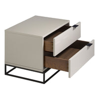 Comodino in legno grigio e acciaio nero