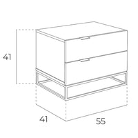 Comodino in legno grigio e acciaio nero