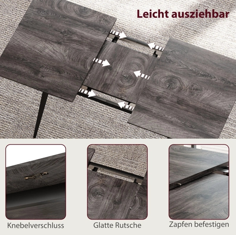 Tavolo da pranzo allungabile grigio 120-160 x 75 cm