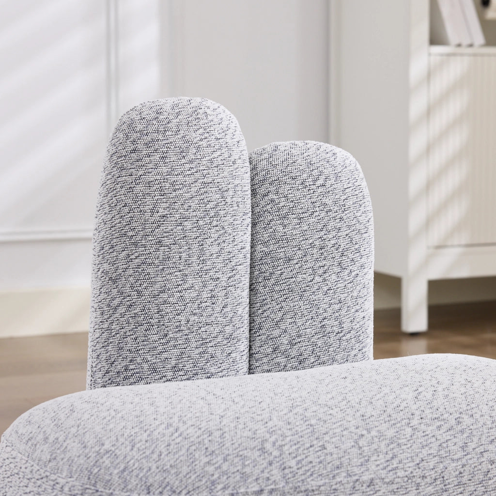 POUF imbottito a forma di coniglio in tessuto grigio antico bianco
