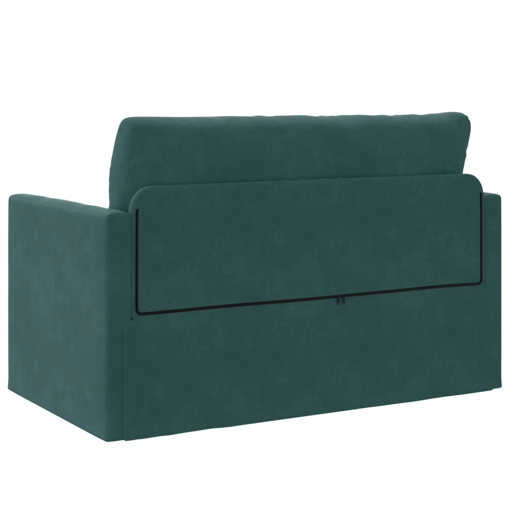 Divano Letto a Terra 2-in-1 Verde Scuro 124x204x61 cm Velluto