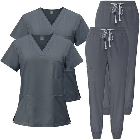 Set di uniformi medico 2 pezzi - Maglie V colli corte - Rapido assorbimento/Sudore assorbente - Adatto per farmacia/Ospedale - Tessuto di alta qualità 94% Poliestere/6% Spandex