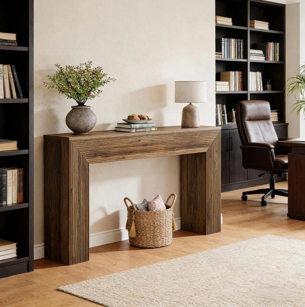 Tavolo consolle rustico marrone in MDF, piano da 160 x 30 cm