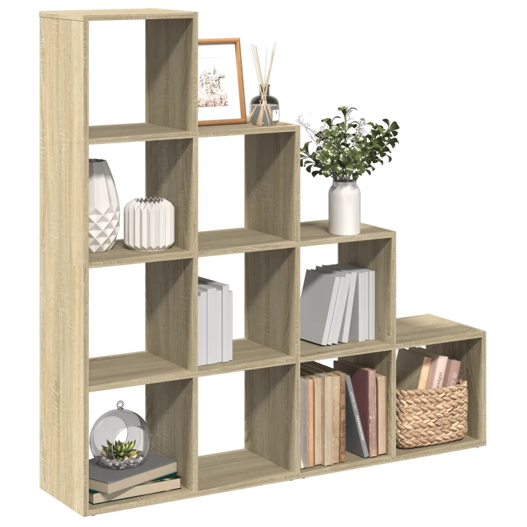 Libreria 4 Ripiani-Scaffale per Libri-Mobile di Stoccaggio Rovere Sonoma 131,5x29x131,5 cm Truciolato