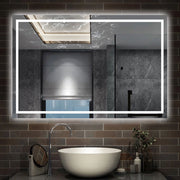 specchio rettangolare 120 x 80 cm con luce led antiappannamento e touch, 3 colori