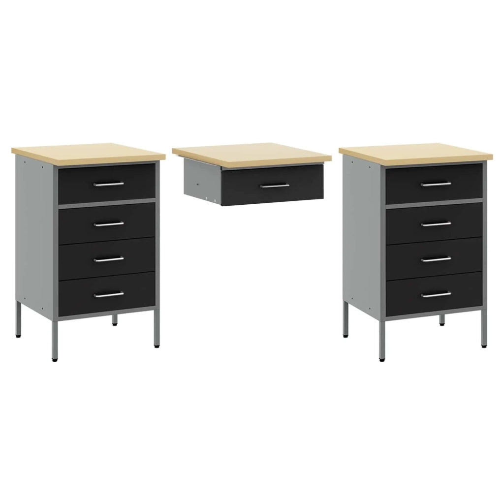 Mobile da lavoro 8 pcs Nero Legno ingegnerizzato e acciaio 3321460