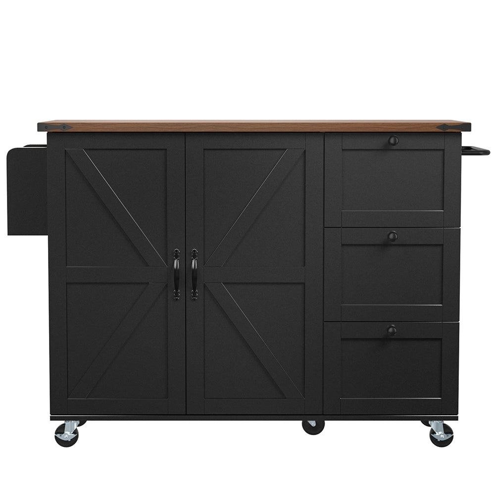 Isola cucina - Xylo - piano scorrevole 2 porte/3 cassetti nero