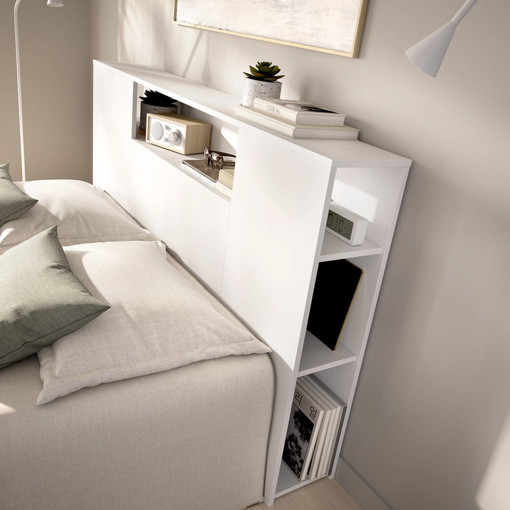 Bonner, Testiera Letto Vani Libreria, 23x157 cm Bianco