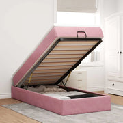 Struttura Letto Pouf con Materasso Rosa 80x200 cm Velluto 3311152