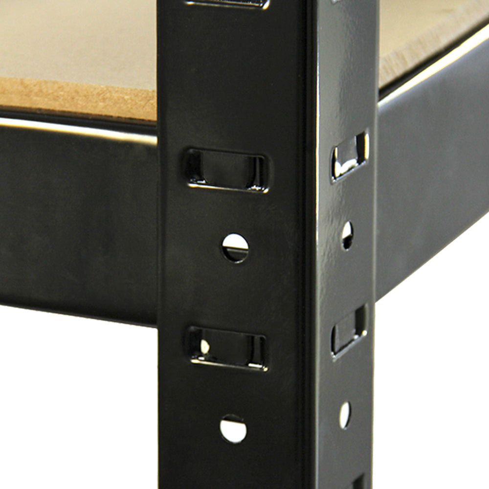 5 Scaffali in Acciaio Senza Bulloni T-Rax Neri Larghi 90cm per Garage