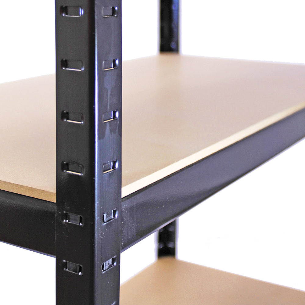 10 Scaffali in Acciaio Senza Bulloni T-Rax Neri Larghi 90cm per Magazzino e Box