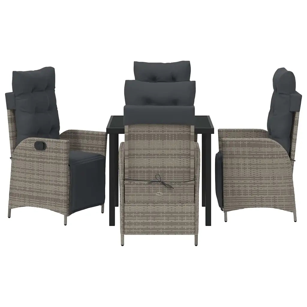 Set da Pranzo per Giardino con cuscino 5 pcs Grigio polyrattan 3380548