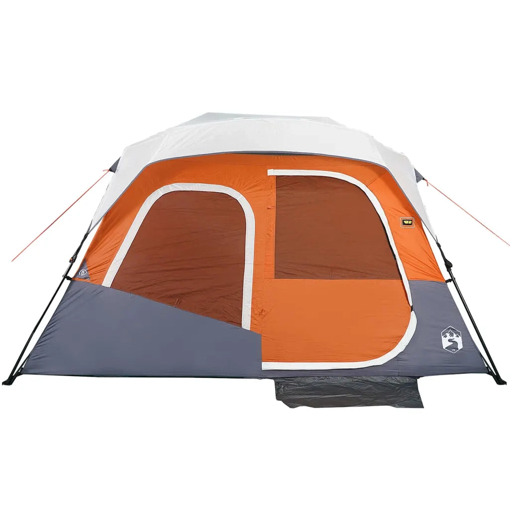 Tenda Famiglia LED 6 Persone-Tenda da campeggio Grigio/Arancione Rilascio Rapido