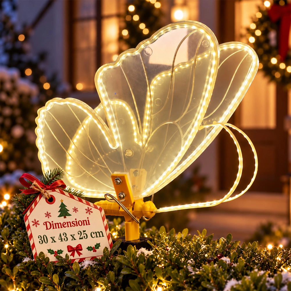Farfalla con Movimento e 246 Led Bianco Caldo Decorazione Natalizia 30x43x25 cm