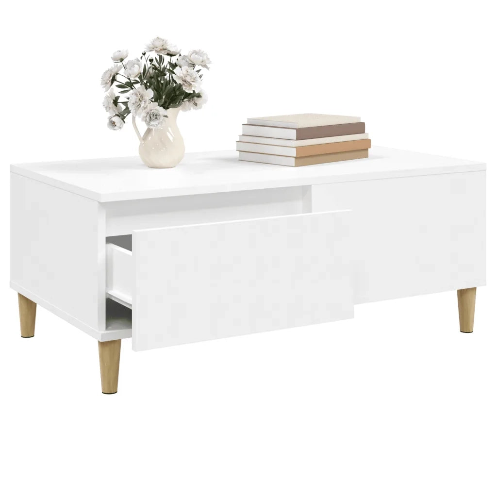 Tavolino da salotto | Tavolino da caff¨¨ | Tavolino da Soggiorno Bianco 90x50x36,5 cm in Legno Multistrato