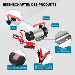 WilTec Pompa autoadescante per diesel gasolio 12 V 150 W 40 l/min Pompa di trasferimento