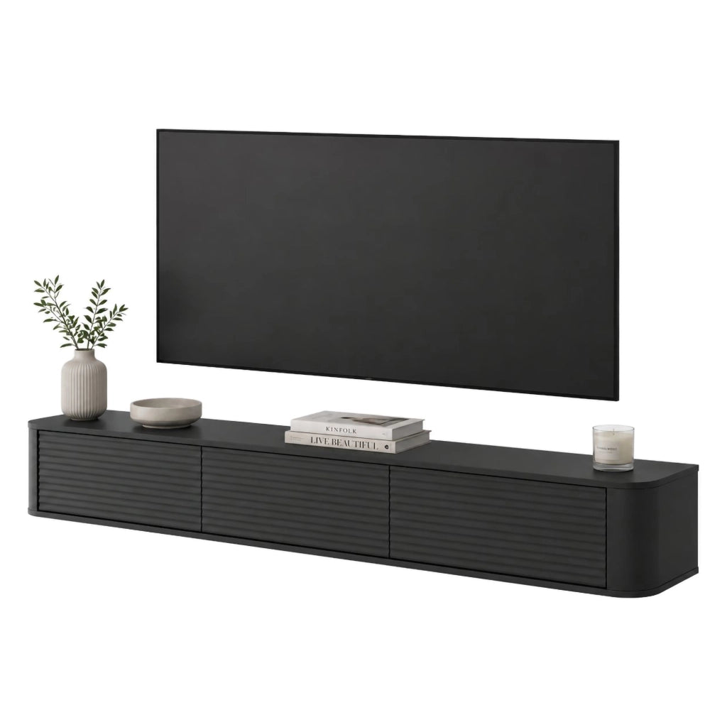 Kahate, Mobile Porta tv 3 Cassetti, 200x34x28h cm Nero