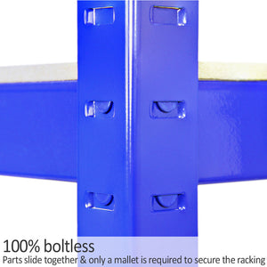 3 Scaffalature Robuste in Acciaio Senza Bulloni T-Rax Blu Larghi 90cm per Garage