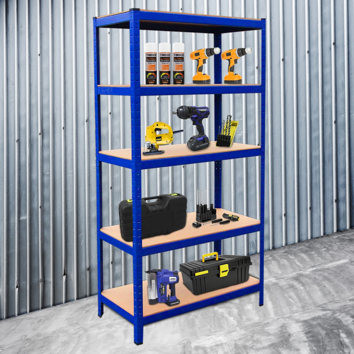 Scaffali da Garage T-Rax ad Incastro Scaffalature da Officina Magazzino - Blu