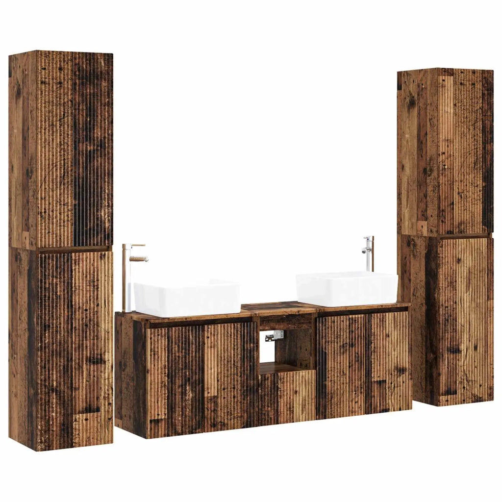 Set di mobili per il bagno 5 pz Legno antico 33 x 34,5 x 160 cm 3406041