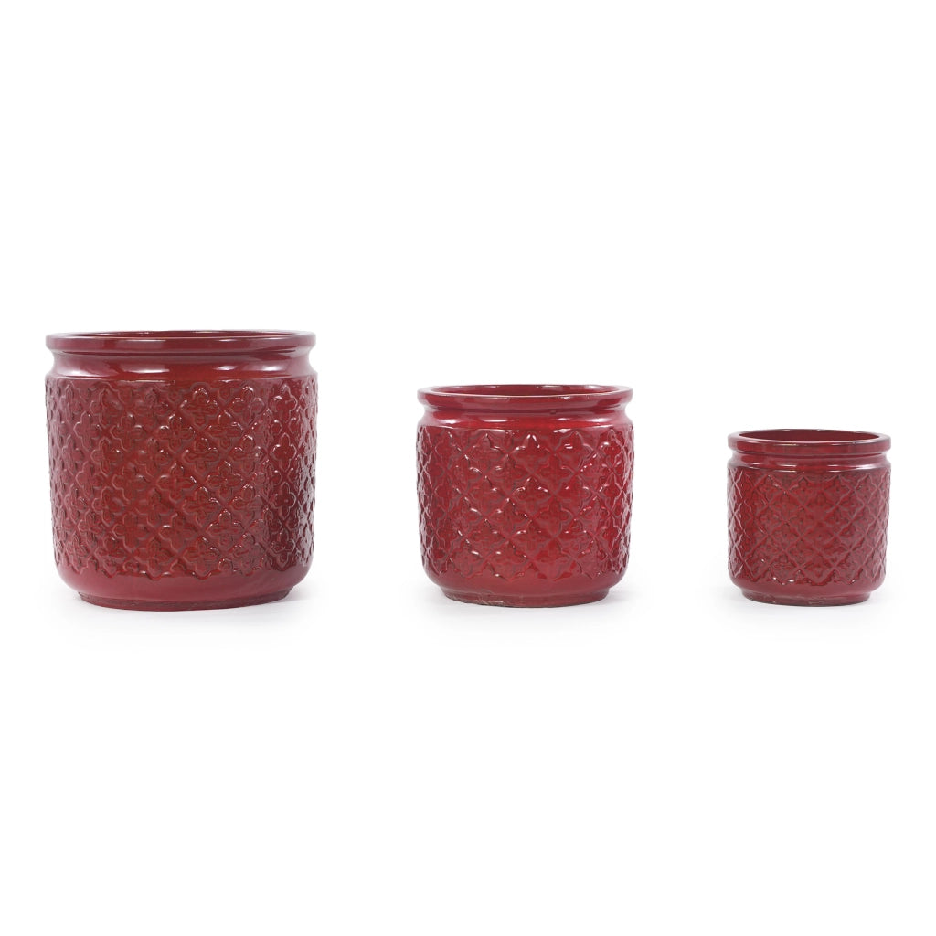 VASI Set da 3 pezzi in ceramica Ø 38/30,5/23 cm rosso vinaccia lucido